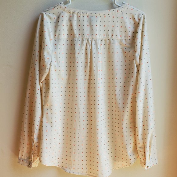 Merona Beige Polka Dot Blouse Size Medium - Picture 11 of 14